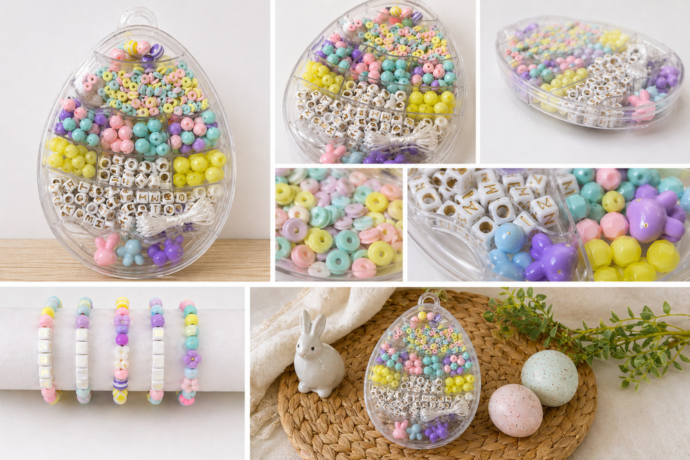 Creatology Easter Bead Kit – Egg-Shaped Organizer – Age 4+ – Brand New